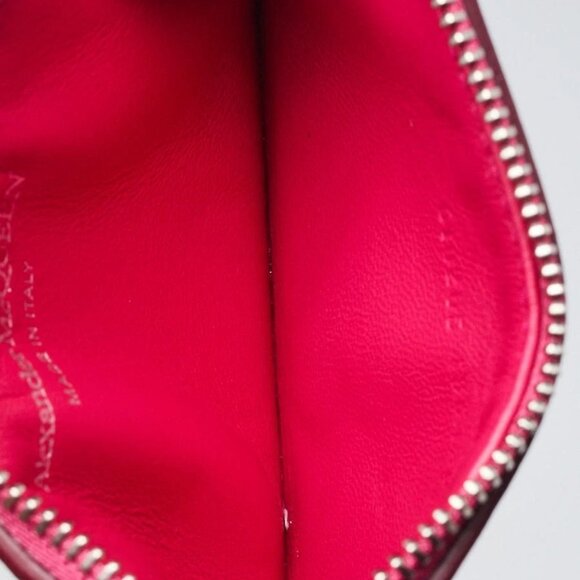 Alexander McQueen Pink Leather Skull Studded Card Holder Wallet - Picture 7 of 8